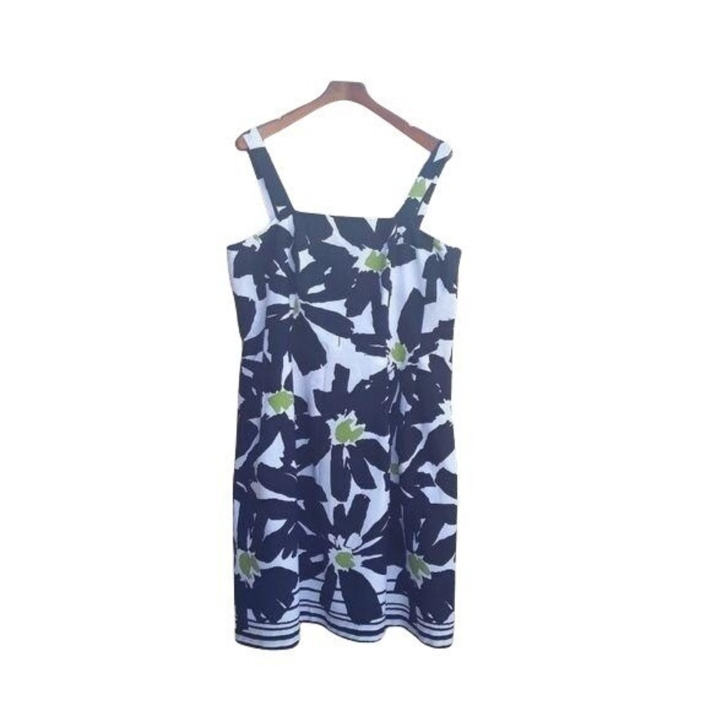 Jessica Howard Dress Cotton Sleeveless Square Neckline Midi Black Floral Sz 16W